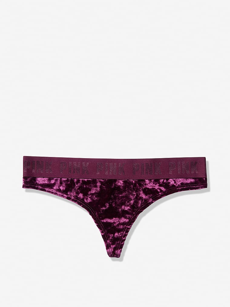 VictoriasSecret Logo Velvet Thong. 1