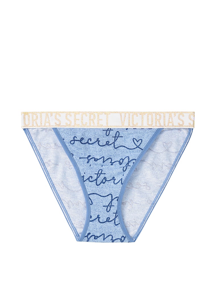 VictoriasSecret Stretch Cotton Shine Logo Bikini Panty. 1