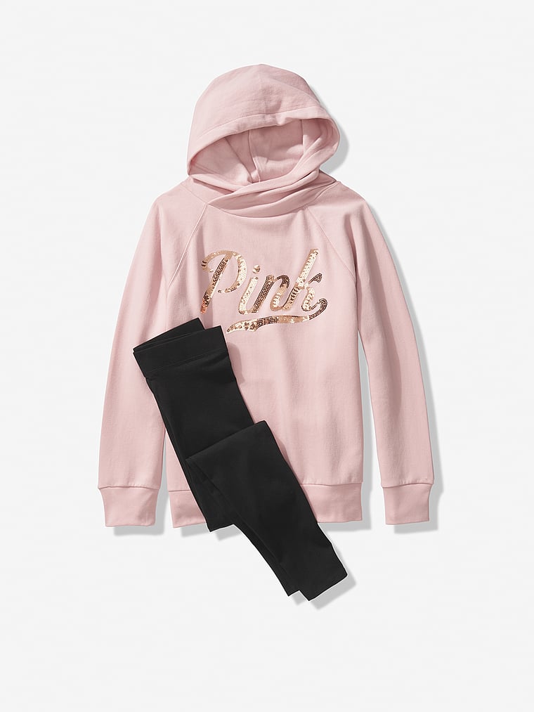 campus hooded pullover and legging pink