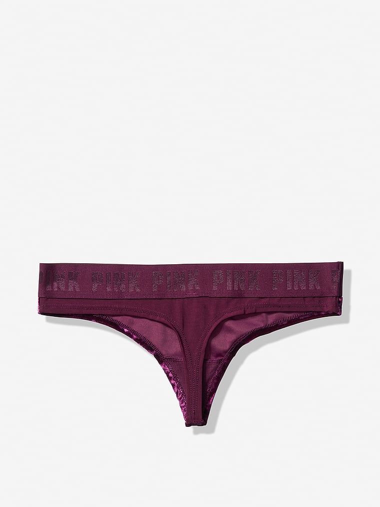 VictoriasSecret Logo Velvet Thong - 11160038-3Z22