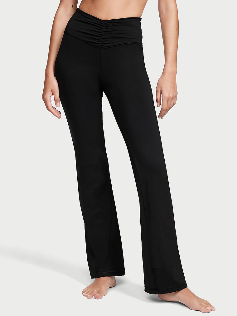 Black Ruched Leg PU Trousers | Leather Trousers | Rebellious Fashion