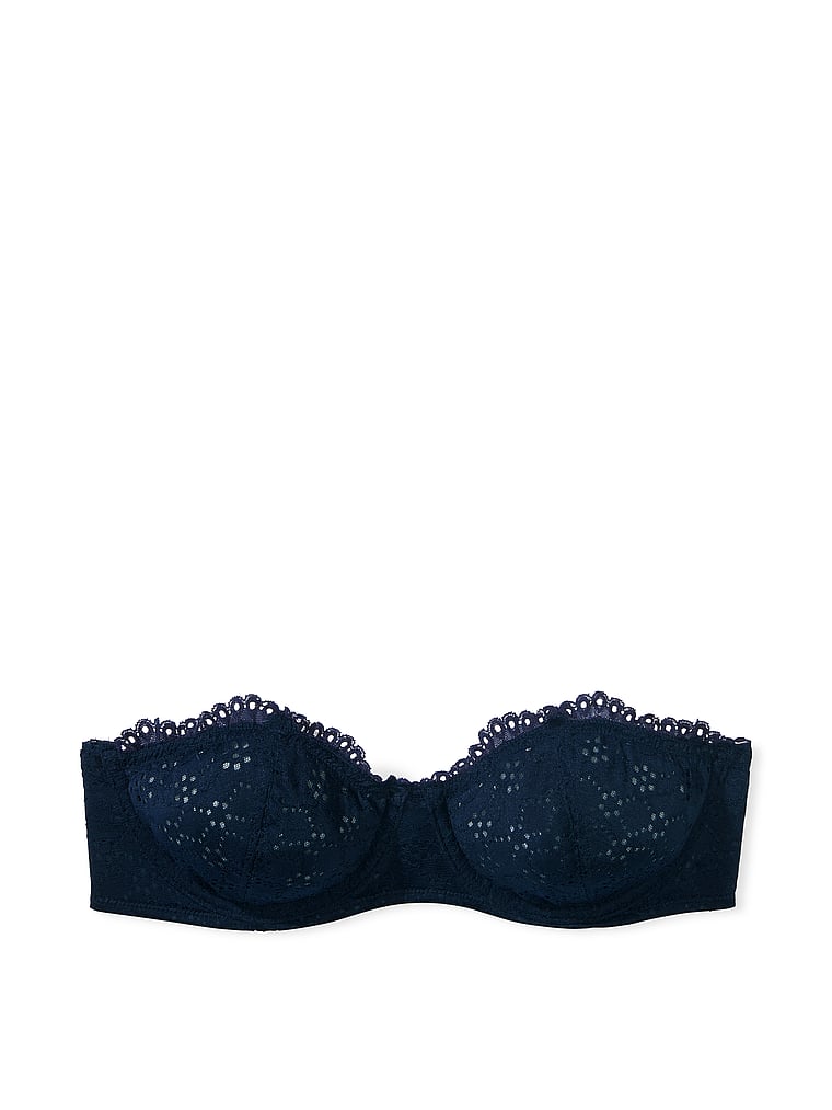Victorias Secret Lace Bright Blue Strapless bra with magnetic