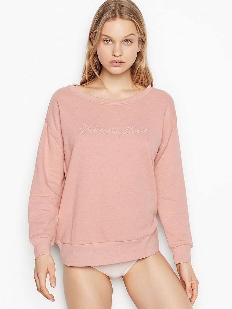 pink crew neck sweater victoria secret