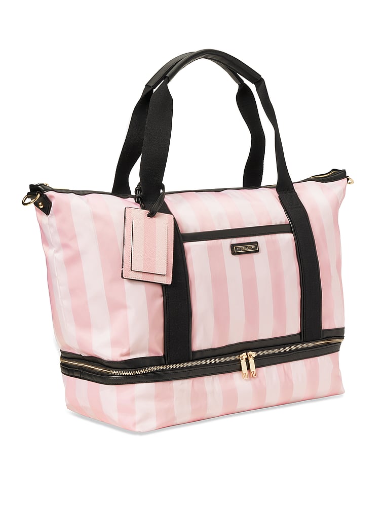 Victoria's Secret Black Striped Travel Bag