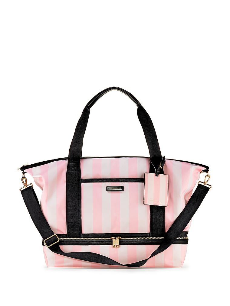 Victoria's Secret Love Pink Stripe Weekender Tote Bag