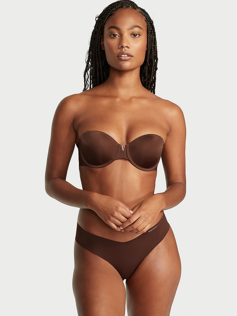 Victorias Secret Sexy Illusions Lightly Lined Strapless Bra, Adjustable  Straps, Smoothing T Shirt Bra, Strapless Bras For Women, Brown