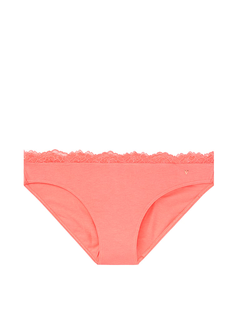 VictoriasSecret Cotton Lace Trim Bikini Panty - 11171106-4SHQ