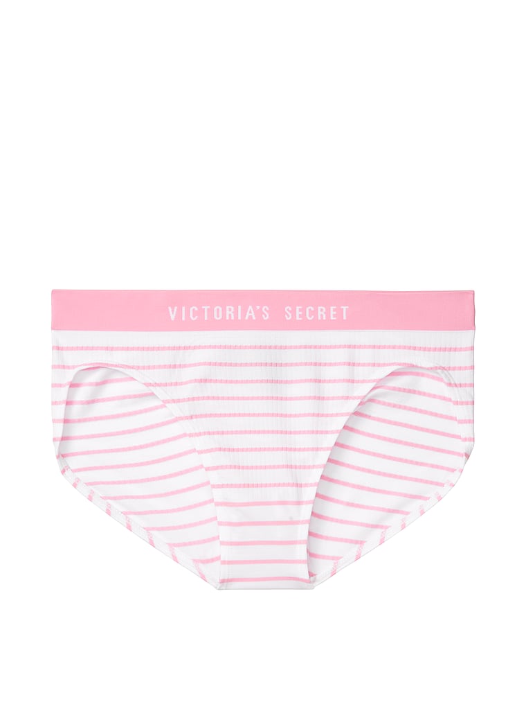 VICTORIA'S SECRET VS PINK / WHITE STRIPES SEAMLESS HIGH-LEG BRIEF