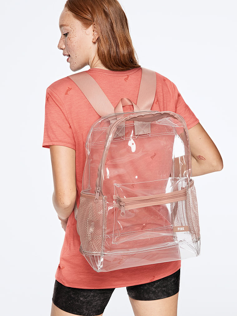 pink victoria secret clear backpack