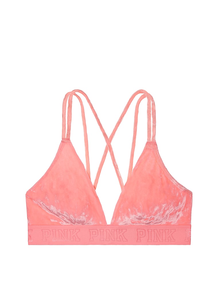 Velvet Triangle Bralette Pink Pink - bra pink roblox