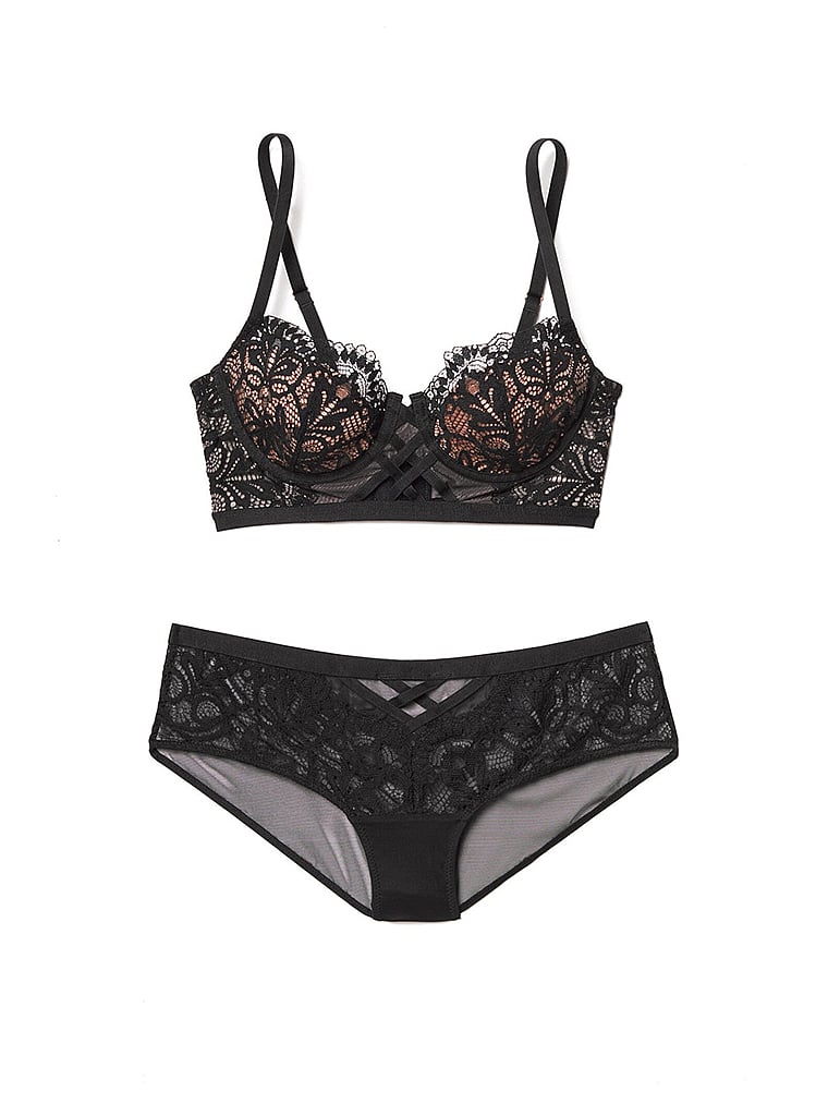 Victoria's Secret, Adore Me Diara Demi Bra, Black, offModelFront, 4 of 4