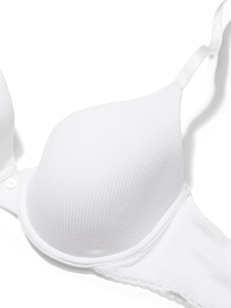 Victoria's Secret, The T-shirt Lightly-Lined Ribbed Cotton Demi Bra, detail, 4 of 4