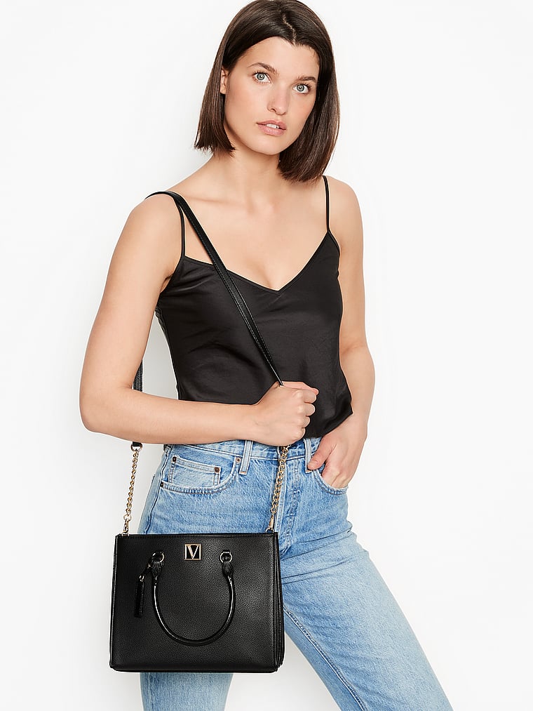 Victoria's Secret Black Velvet Tote Bag Handbag Purse Bling Rhinestone Logo  New | eBay