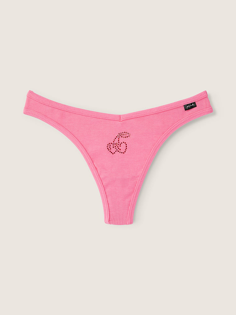 Cotton Thong Underwear - PINK - pink