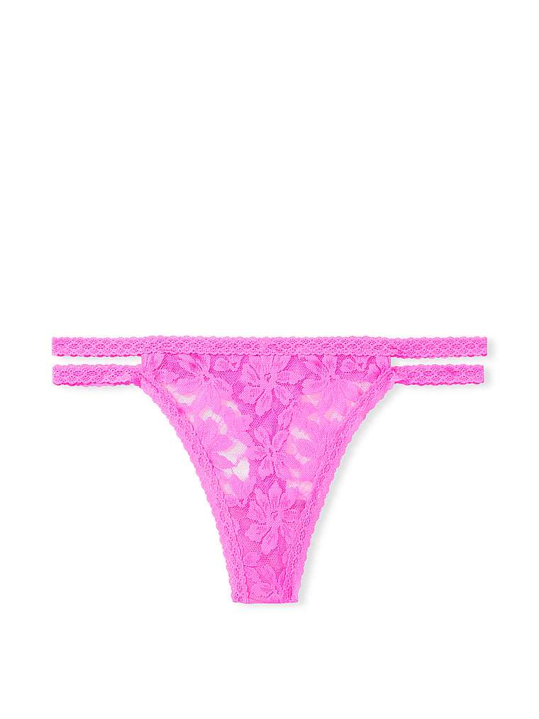 Victoria's Secret PINK LOGO CRUSHED VELVET Thong Panty Pink Size S M L NEW