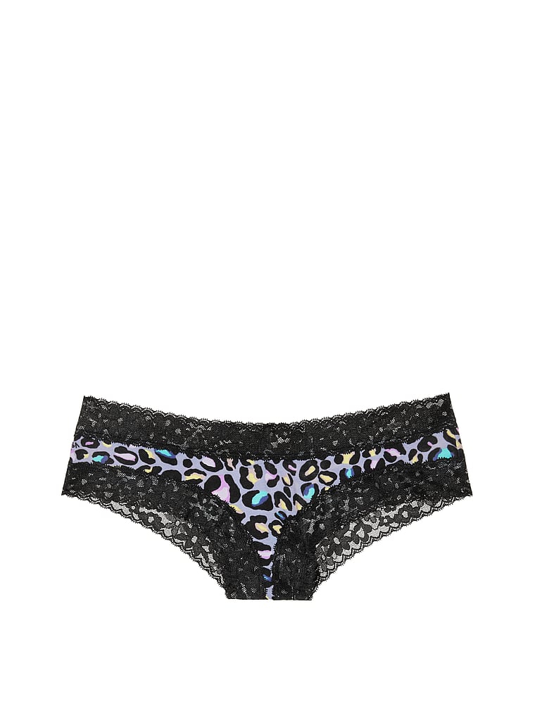 VictoriasSecret Stretch Cotton Lace-trim Cheeky Panty. 1