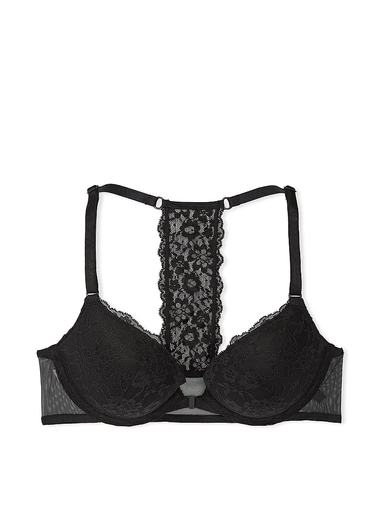 NWT VICTORIA'S SECRET Sexy Tee Lace And Sheer Mesh Push-up Bra Black 40DD