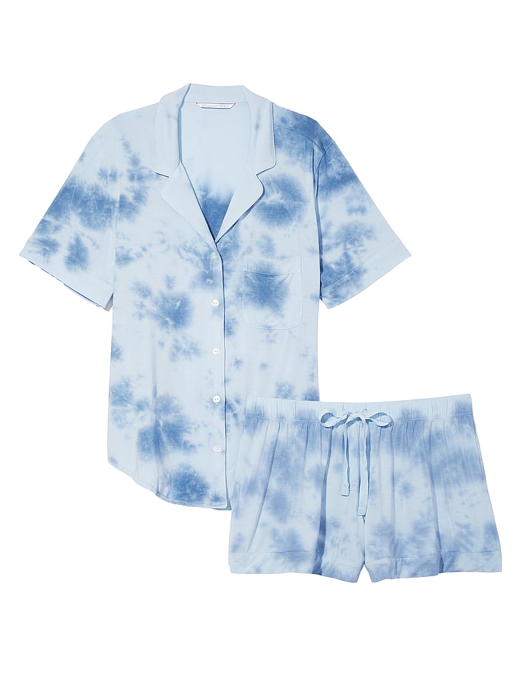 Victoria's Secret, Victoria's Secret Modal Short Pajama Set, Purity / Faded Denim Tie Dye, offModelFront, 3 of 4 undefined is undefined and wears undefined