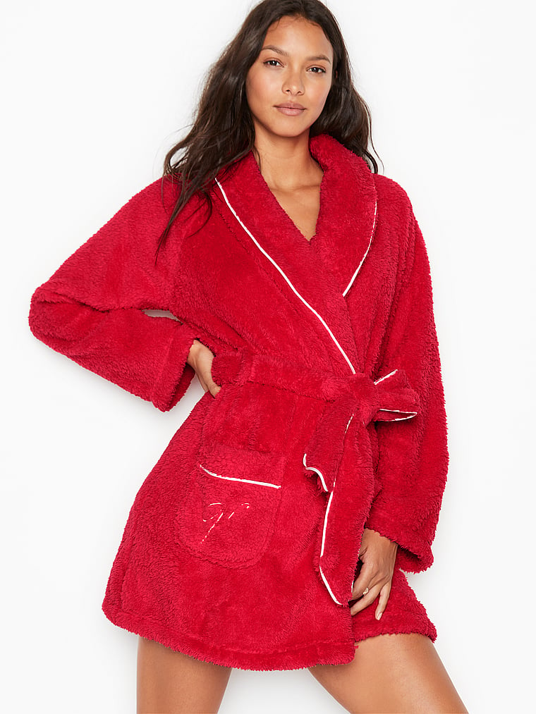 red victoria secret dressing gown