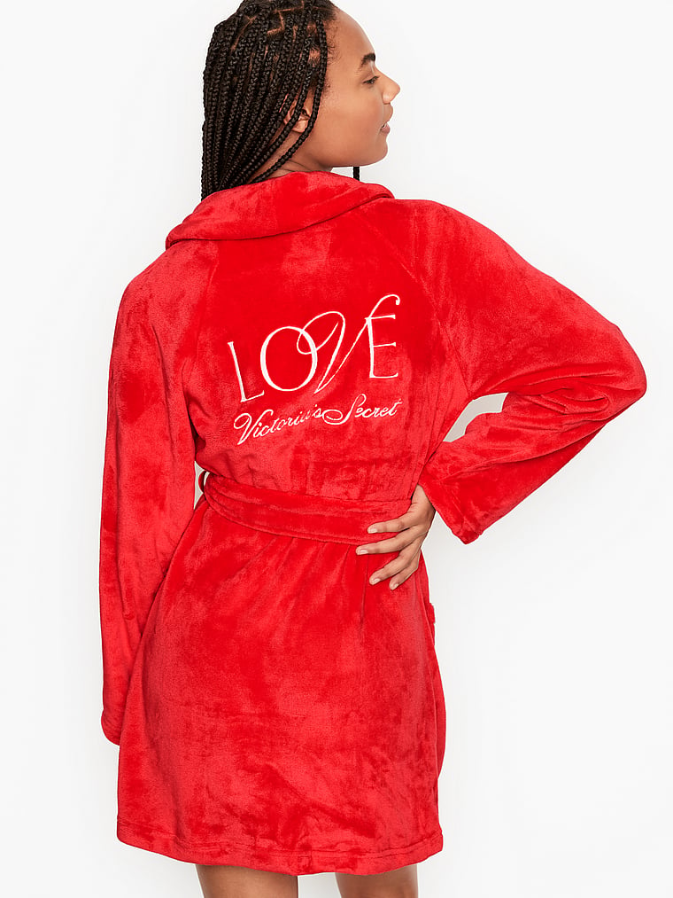 victoria secret logo short cozy robe