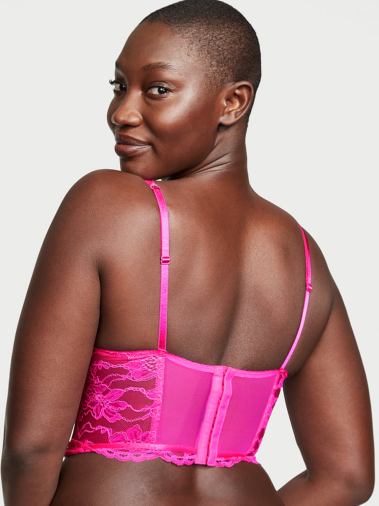 Women's Hot Pink Strappy Corset Top