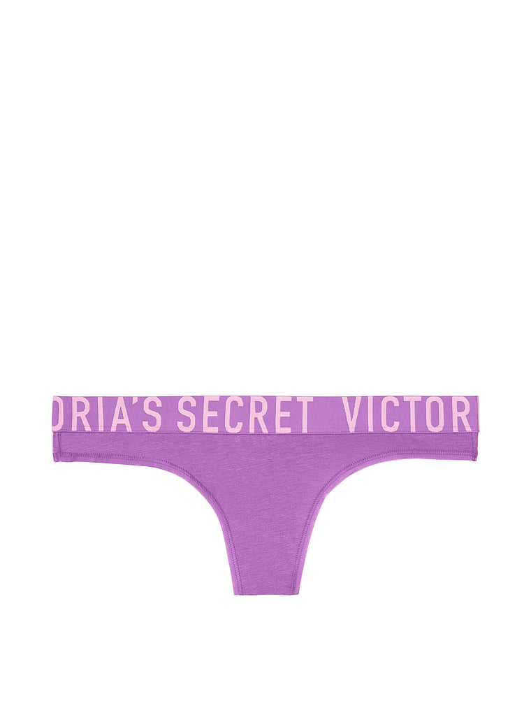 VictoriasSecret  Stretch Cotton Logo Thong Panty. 1