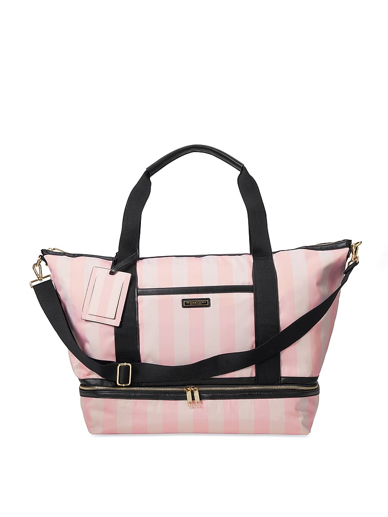 VICTORIA'S SECRET Pink Floral Getaway Overnight Weekender Duffle Crossbody  Bag