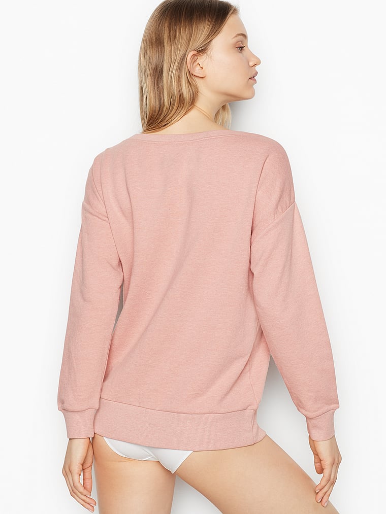 pink crew neck sweater victoria secret