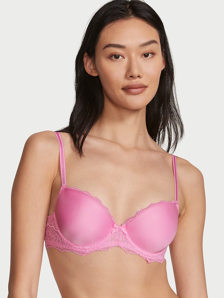 Buy Victoria's Secret Pink Berry Lace Lightly Lined Demi Bra from