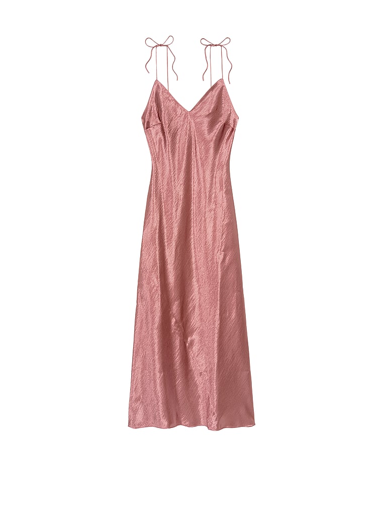 VictoriasSecret Textured Satin Midi Slip Dress. 3