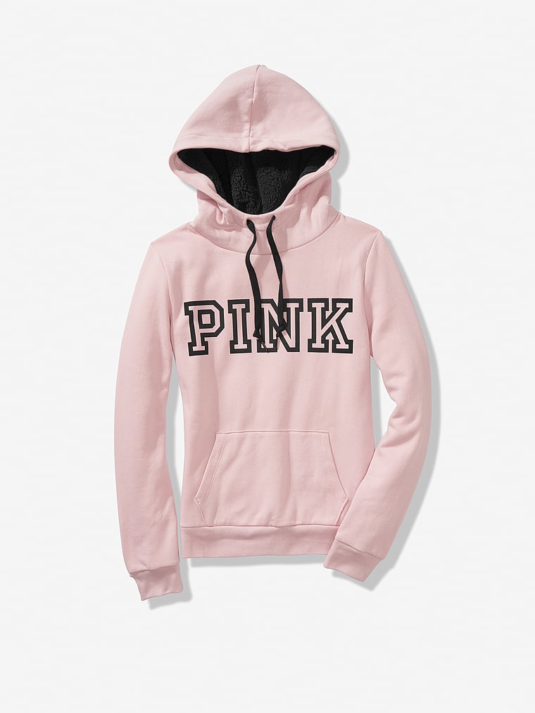 pink funnel neck hoodie