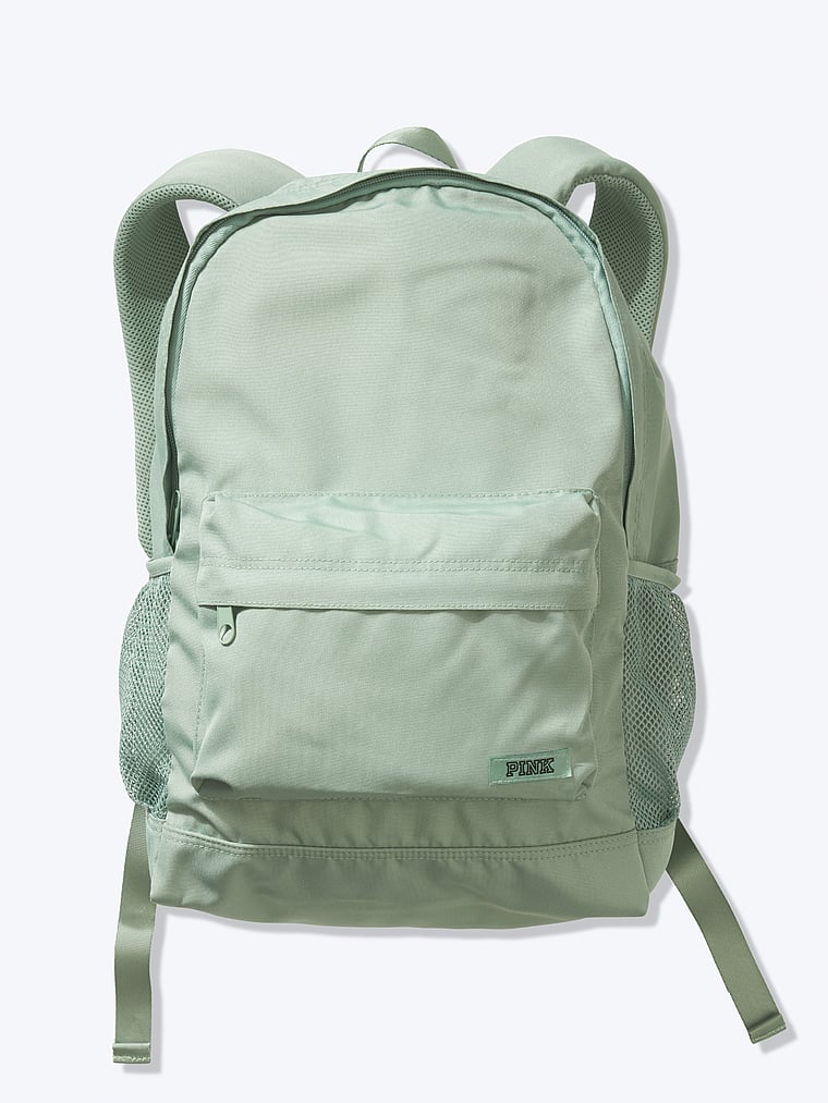 green pink backpack