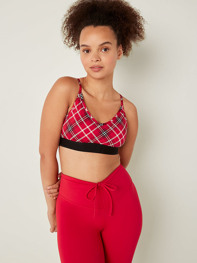 PINK Plaid Sports Bras for Women