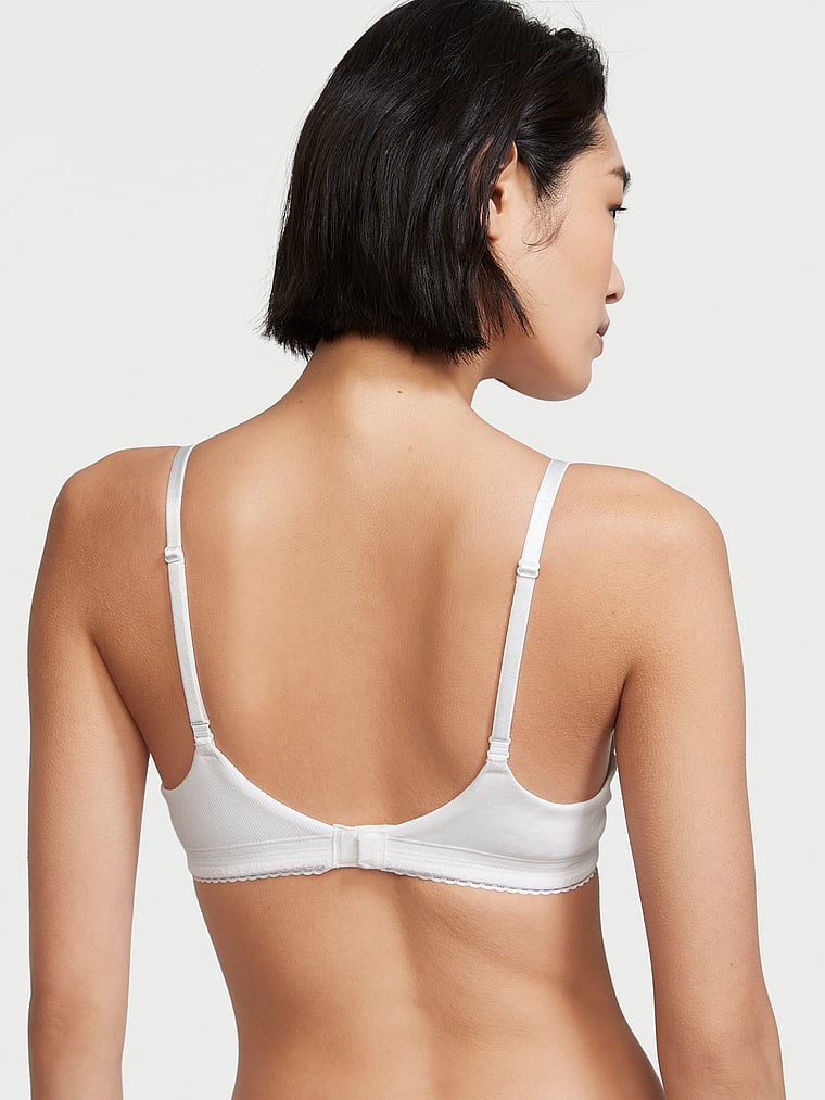 Victoria's Secret, The T-shirt Lightly-Lined Ribbed Cotton Demi Bra, onModelBack, 2 of 4