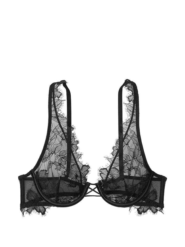 unlined lace elongated demi bra