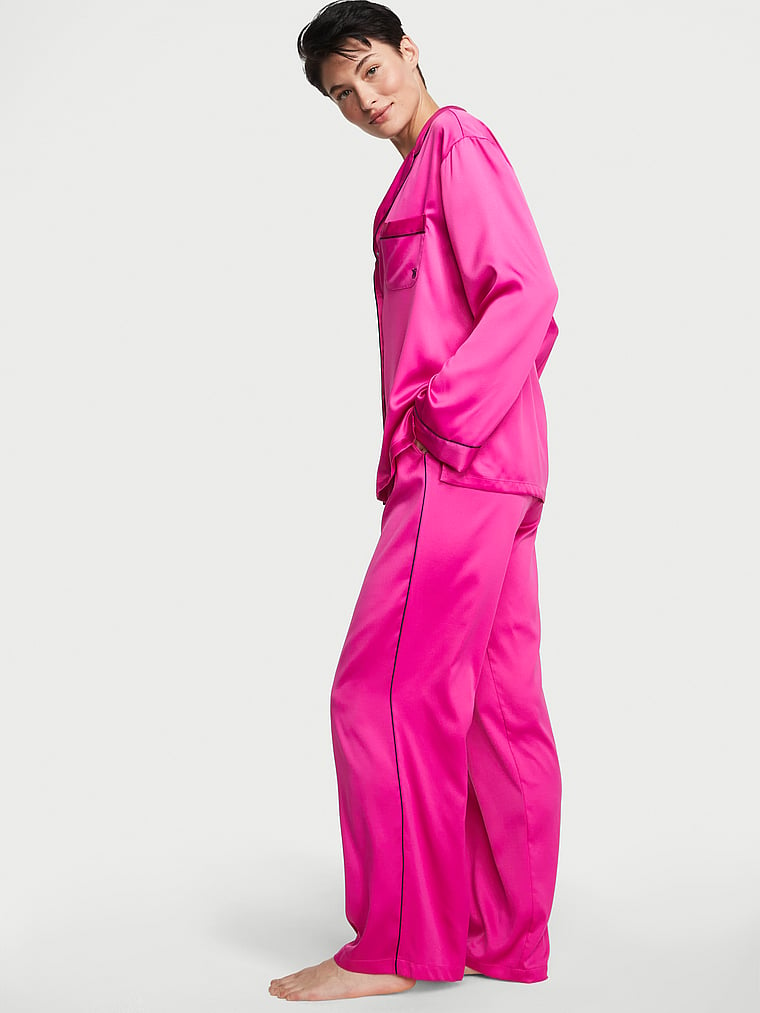 40s Pink Satin Pajama Set