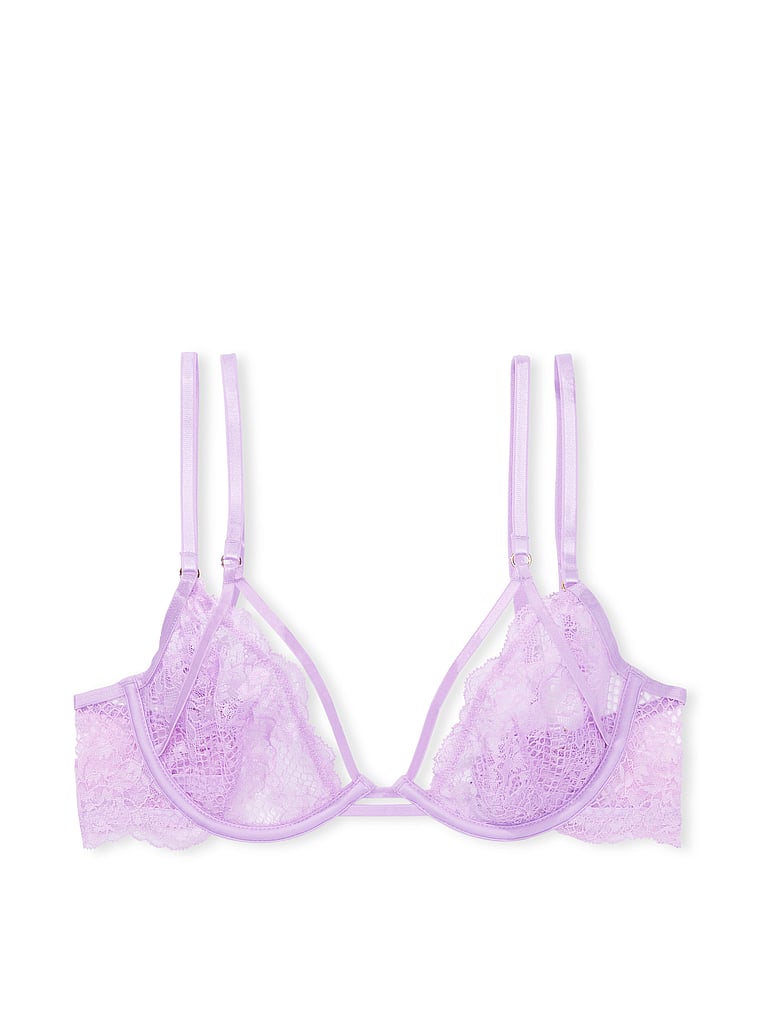 Victoria's Secret Very Sexy Balconet Bra VS Lilac Lace Bra Size 32C Strappy