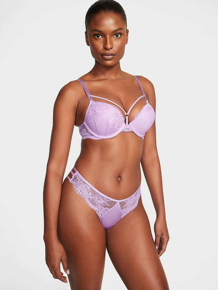Victoria's Secret Purple Logo Shine Strap Push Up Bra - $38 (52