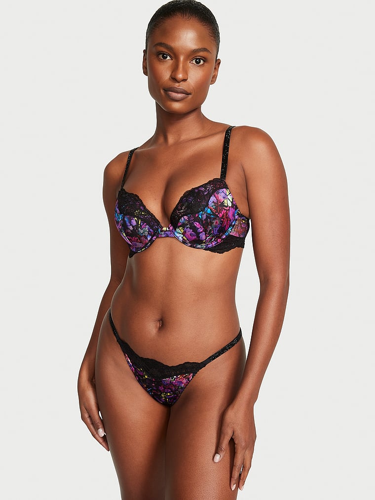 Victoria's Secret Shine Strap Push Up Bra, Adds One Cup Size, Padded,  Plunge Neckline, Lace, Bras for Women, Very Sexy Collection, Navy (34DD) at   Women's Clothing store