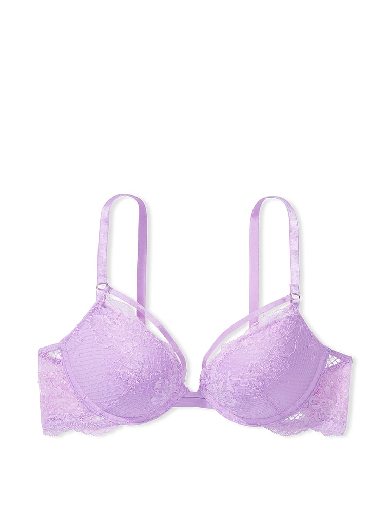 Victoria's Secret Luxe Lingerie /Fishnet Lace Push Up Bra, 34DD: 34DD  *DEMURE PINK FOIL*