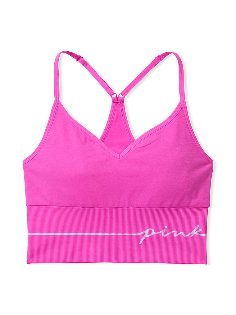 Buy NEON PINK TOP Womens Neon Pink Longline Sports Bra Neon Pink