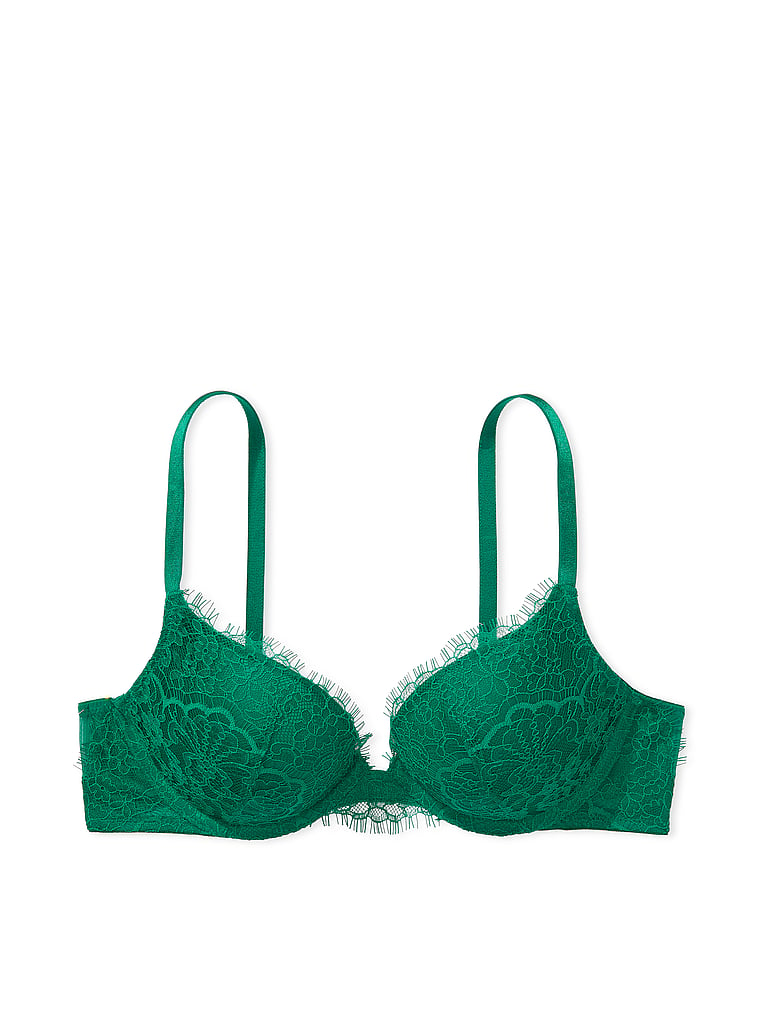 Victoria Secret Bra Size 34DD Green Underwired Push-Up Adjustable Straps  Lace