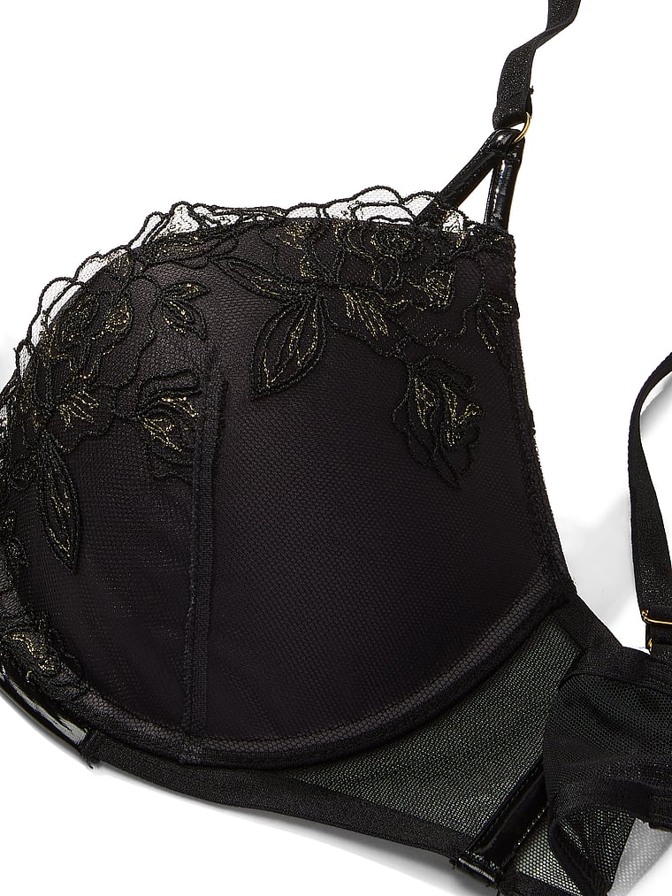 LA PERLA Embroidered mesh underwired push-up bra