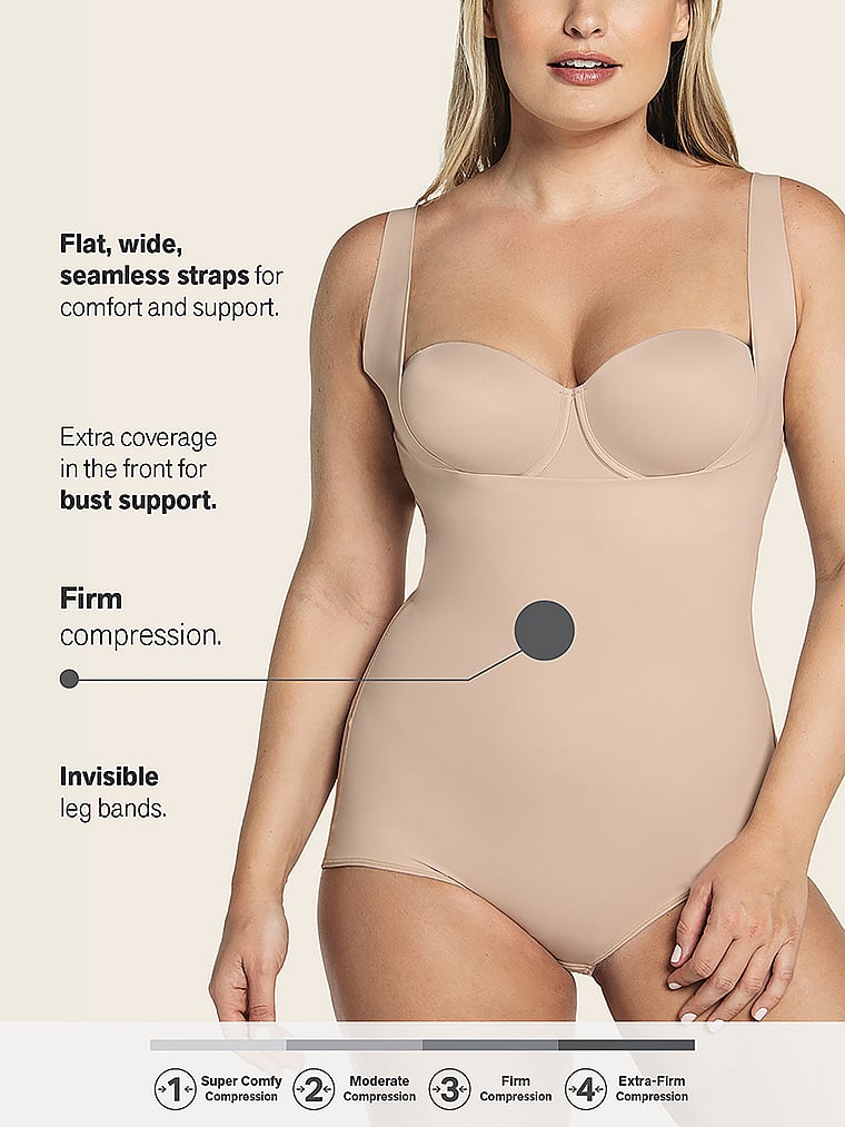 Women Compression Full Bodysuit One Piece Body Shaper Breathable Underwear  Seamless Open Bust Bodysuit Shapewear