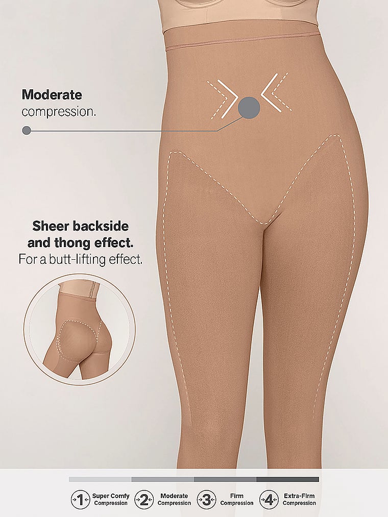 Leonisa Invisible Tummy Control Bodysuit Shapewear Leggings for Women with  Leg Compression Shorts,Beige,L-XL
