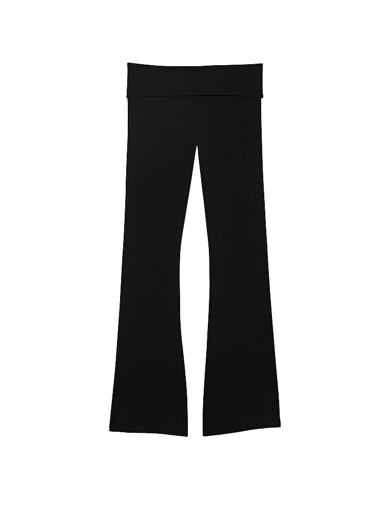 Victoria's Secret PINK BLACK flared Fold Over leggings PINK LOGO