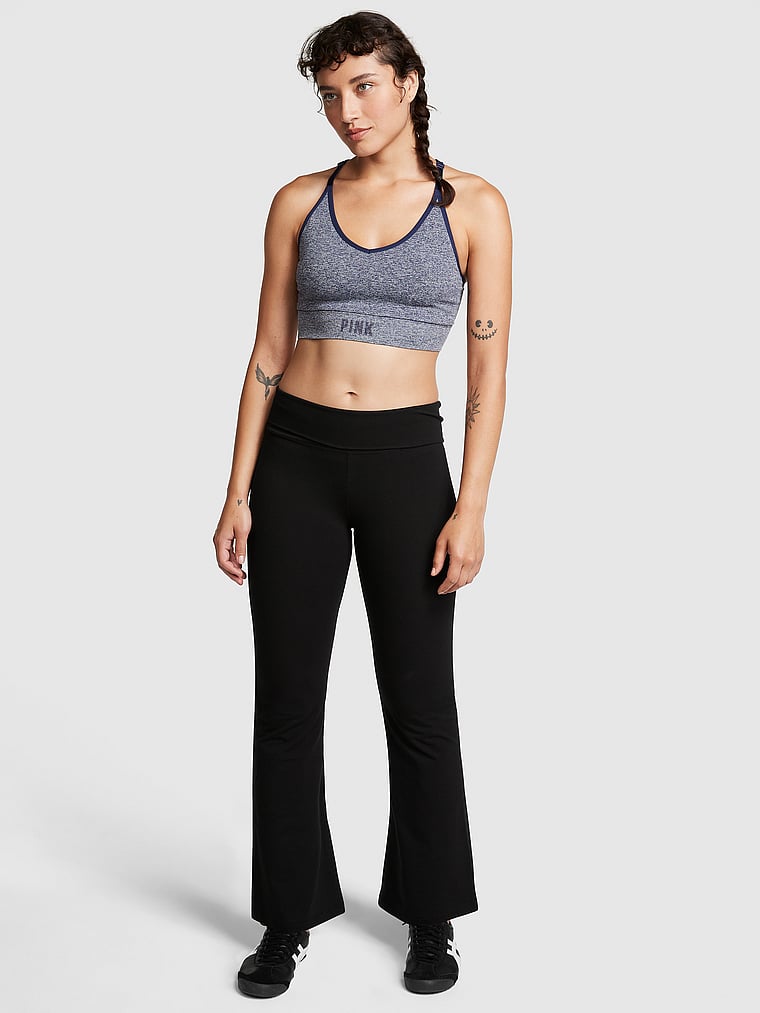 PINK - Victoria's Secret Black Fold Over Yoga Crop Legging Size M