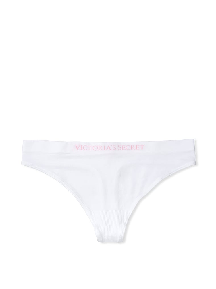 VICTORIA'S SECRET PINK Seamless Pointelle Thong Panty White Floral