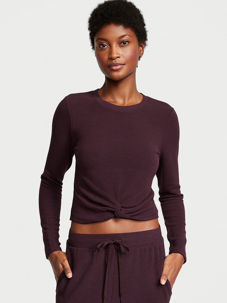 Twist-Front Long-Sleeve Top