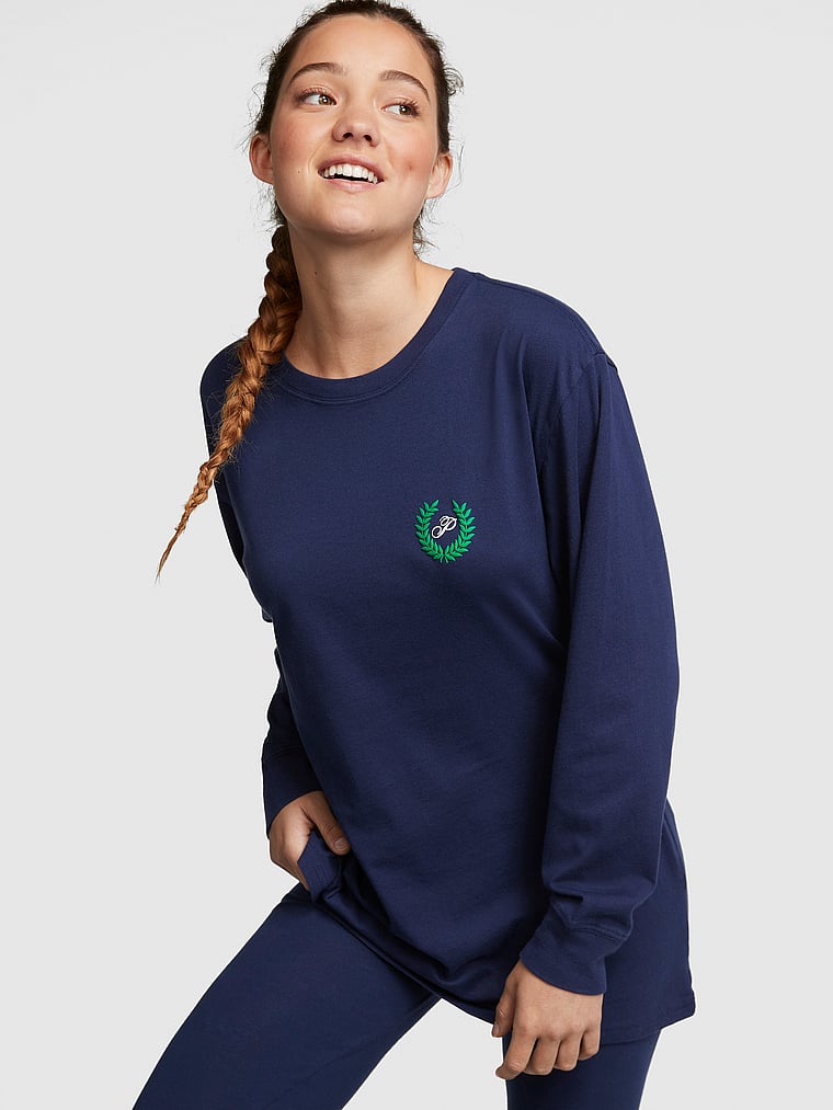 Oversized Long-Sleeve Campus Tee